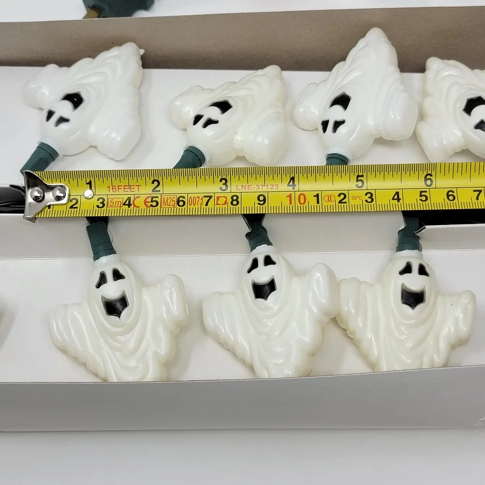 Vintage Walmart String Of 10 Plastic Halloween Ghost Lights - Tested